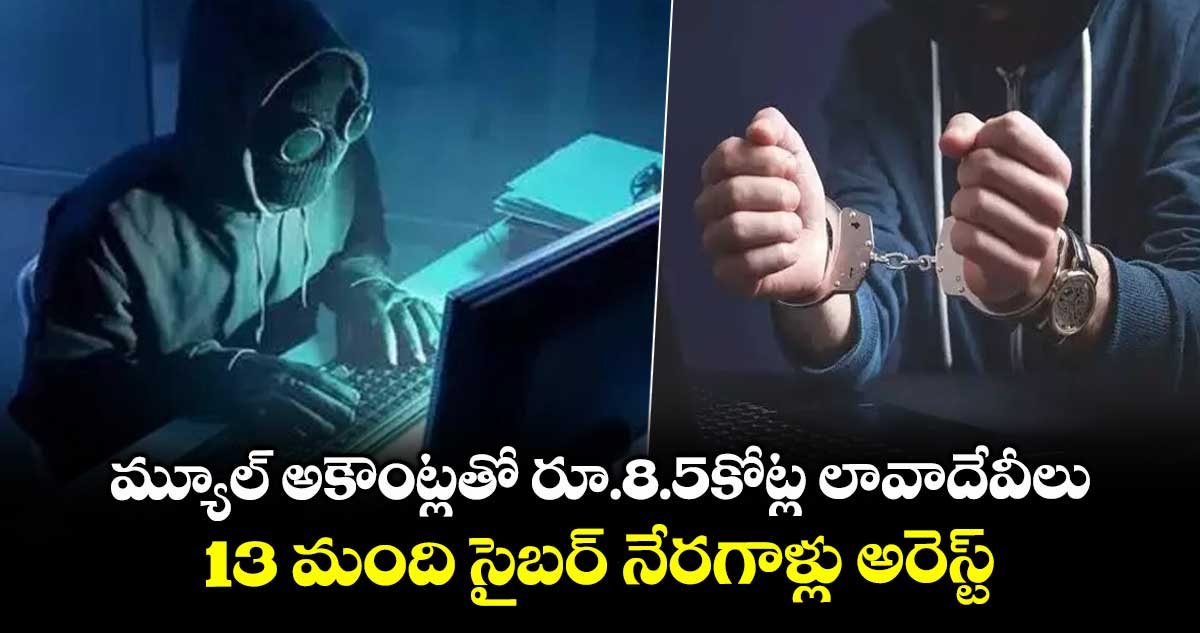 మ్యూల్ అకౌంట్లతో రూ.8.5కోట్ల లావాదేవీలు..13 మంది సైబర్ నేరగాళ్లు అరెస్ట్‌‌