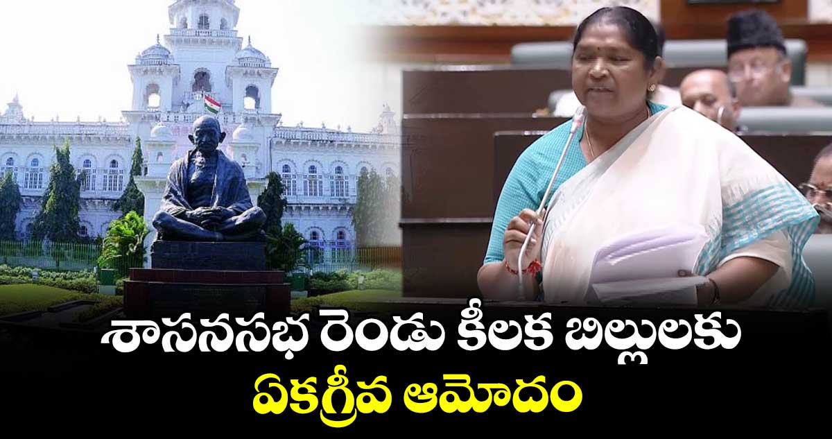 రెండు కీలక బిల్లులకు శాసనసభ ఏకగ్రీవ ఆమోదం