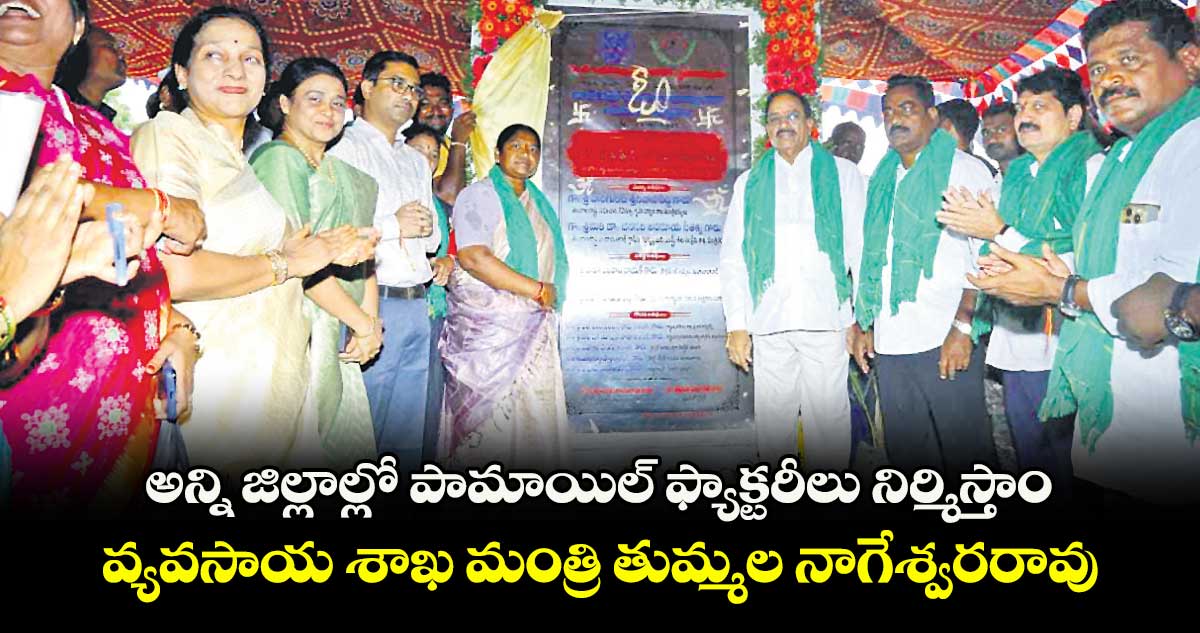అన్ని జిల్లాల్లో పామాయిల్ ఫ్యాక్టరీలు నిర్మిస్తాం: వ్యవసాయ శాఖ మంత్రి తుమ్మల నాగేశ్వరరావు
