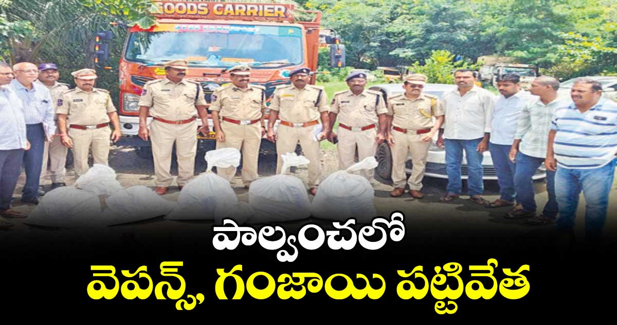 పాల్వంచలో వెపన్స్, గంజాయి పట్టివేత