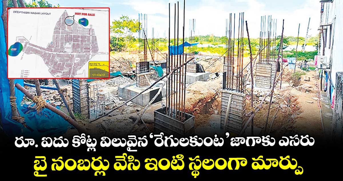 రూ. ఐదు కోట్ల విలువైన ‘రేగులకుంట’ జాగాకు ఎసరు.. బై నంబర్లు వేసి ఇంటి స్థలంగా మార్పు  
