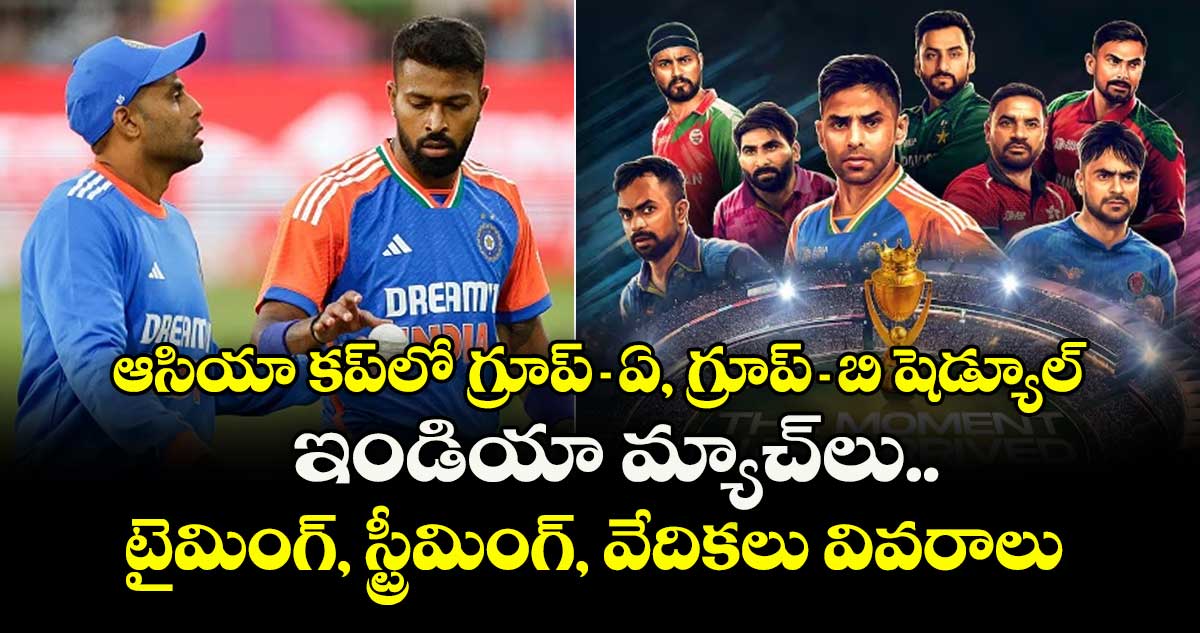 Asia Cup 2025: ఆసియా కప్లో గ్రూప్-ఏ, గ్రూప్-బి షెడ్యూల్.. ఇండియా మ్యాచ్లు, టైమింగ్, స్ట్రీమింగ్, వేదికలు వివరాలు ఇవే!