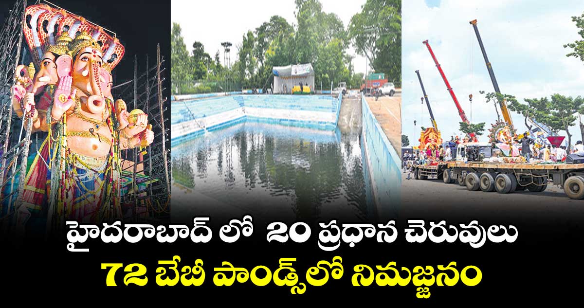 హైదరాబాద్ లో  20 ప్రధాన చెరువులు, 72 బేబీ పాండ్స్ లో నిమజ్జనం