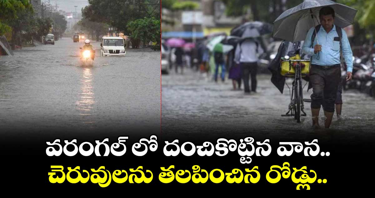 వరంగల్ లో దంచికొట్టిన వాన.. చెరువులను తలపించిన రోడ్లు.. 