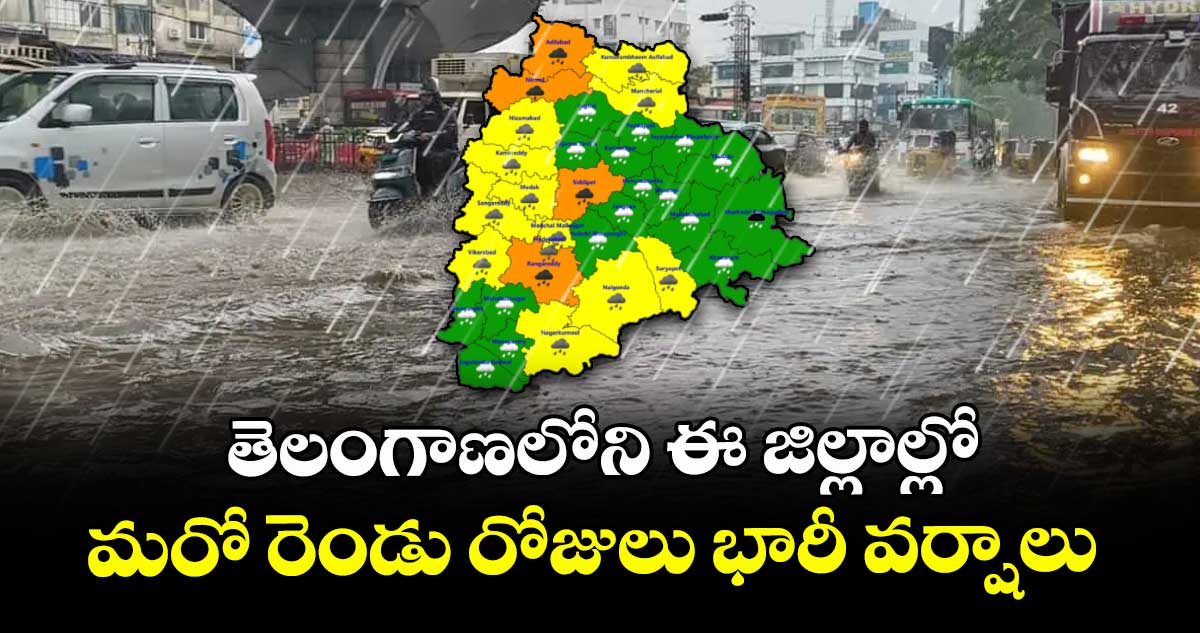 తెలంగాణలోని ఈ జిల్లాల్లో  మరో రెండు రోజులు భారీ వర్షాలు 