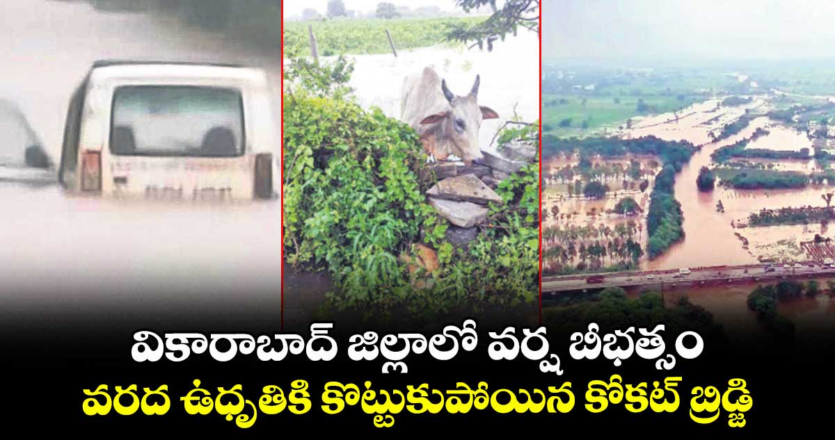 వికారాబాద్ జిల్లాలో వర్ష బీభత్సం.. వరద ఉధృతికి కొట్టుకుపోయిన కోకట్ బ్రిడ్జి 
