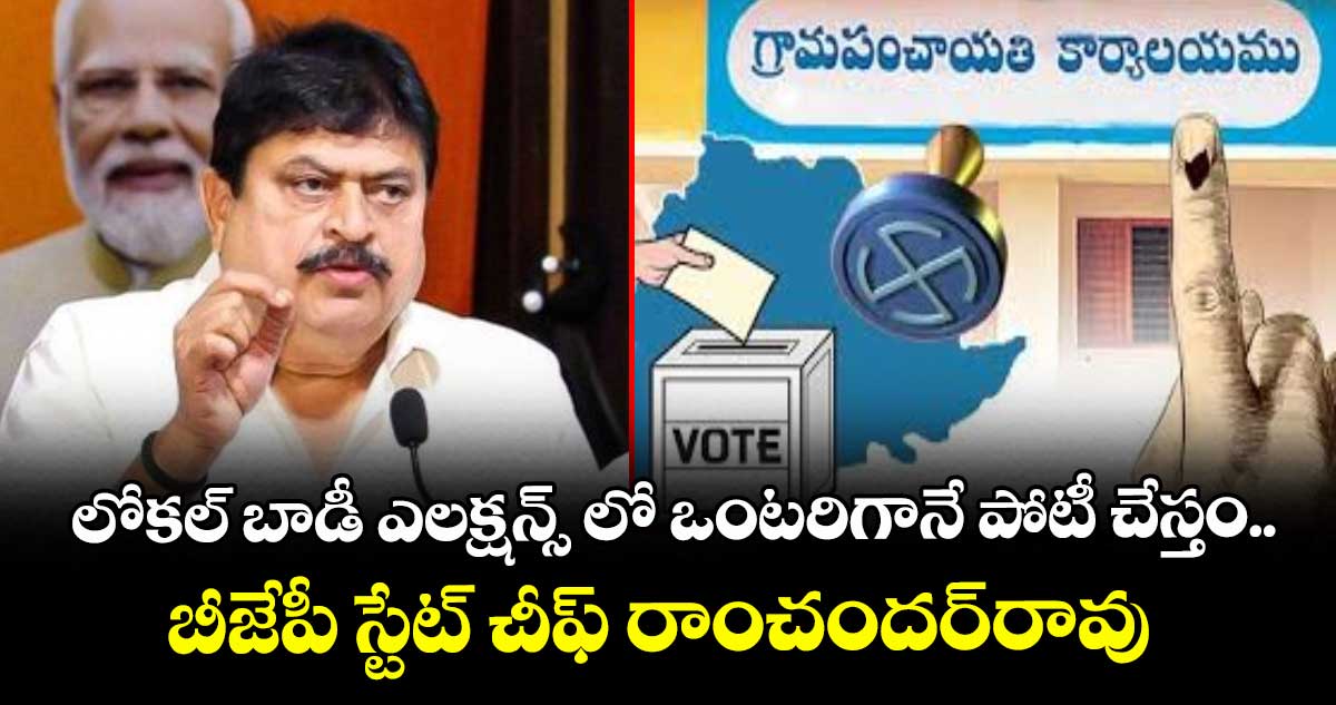 లోకల్‌‌ బాడీ ఎలక్షన్స్ లో ఒంటరిగానే పోటీ చేస్తం...  బీజేపీ స్టేట్ చీఫ్ రాంచందర్రావు 