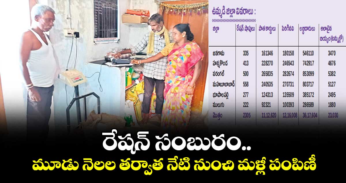 రేషన్ సంబురం.. మూడు నెలల తర్వాత నేటి నుంచి మళ్లీ పంపిణీ