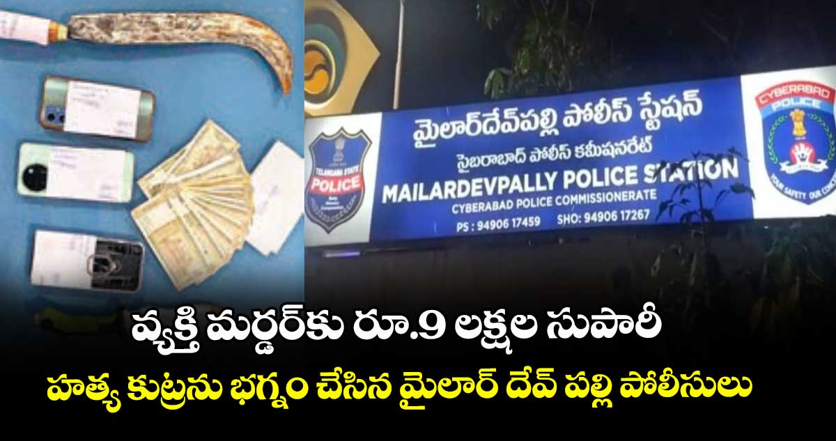 వ్యక్తి మర్డర్ కు రూ.9 లక్షల సుపారీ ..హత్య కుట్రను భగ్నం చేసిన మైలార్ దేవ్ పల్లి పోలీసులు