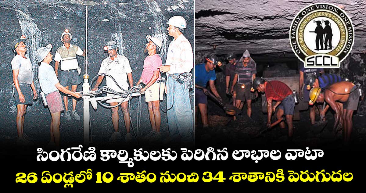 సింగరేణి కార్మికులకు పెరిగిన లాభాల వాటా.. 26 ఏండ్లలో 10 శాతం నుంచి 34 శాతానికి పెరుగుదల 