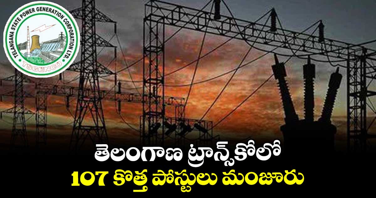 తెలంగాణ ట్రాన్స్‌‌కోలో 107  కొత్త పోస్టులు మంజూరు