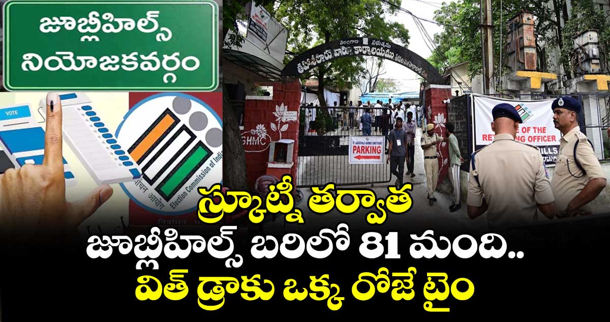 స్క్రూట్నీ తర్వాత జూబ్లీహిల్స్ బరిలో 81 మంది.. విత్ డ్రాకు ఒక్క రోజే టైం