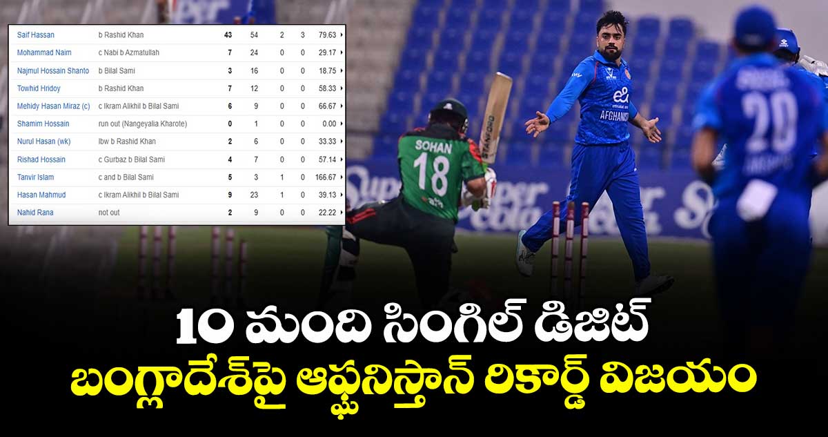 BAN vs AFG: 7376024592.. ఫోన్ నెంబర్ కాదు బంగ్లా బ్యాటింగ్ లైనప్: 10 మంది సింగిల్ డిజిట్.. బంగ్లాదేశ్పై ఆఫ్ఘనిస్తాన్ రికార్డ్ విజయం