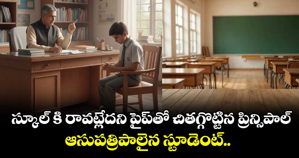 స్కూల్ కి రావట్లేదని పైప్ తో చితగ్గొట్టిన ప్రిన్సిపాల్.. ఆసుపత్రిపాలైన స్టూడెంట్..