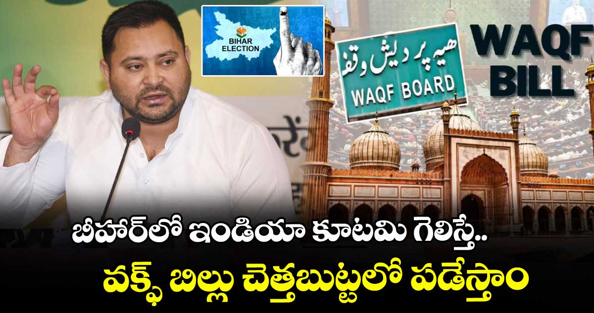 Bihar Elections: బీహార్లో ఇండియా కూటమి గెలిస్తే.. వక్ఫ్ బిల్లు చెత్తబుట్టలో పడేస్తాం: తేజస్వీ యాదవ్