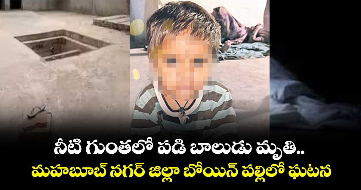 నీటి గుంతలో పడి బాలుడు మృతి ..    మహబూబ్ నగర్ జిల్లా బోయిన్ పల్లిలో ఘటన