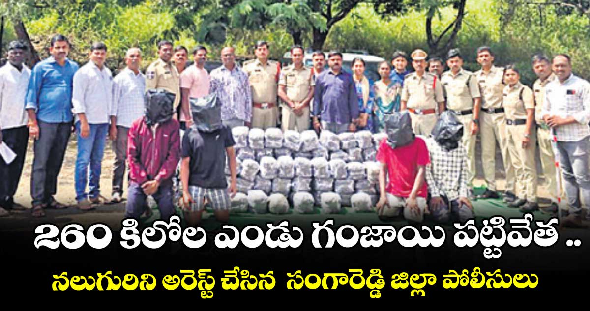 260 కిలోల ఎండు గంజాయి పట్టివేత ..నలుగురిని అరెస్ట్ చేసిన సంగారెడ్డి జిల్లా పోలీసులు