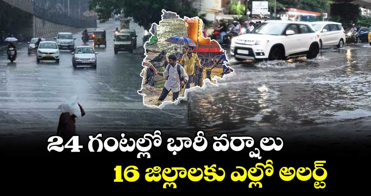 24 గంటల్లో  భారీ వర్షాలు.. 16 జిల్లాలకు ఎల్లో అలర్ట్  