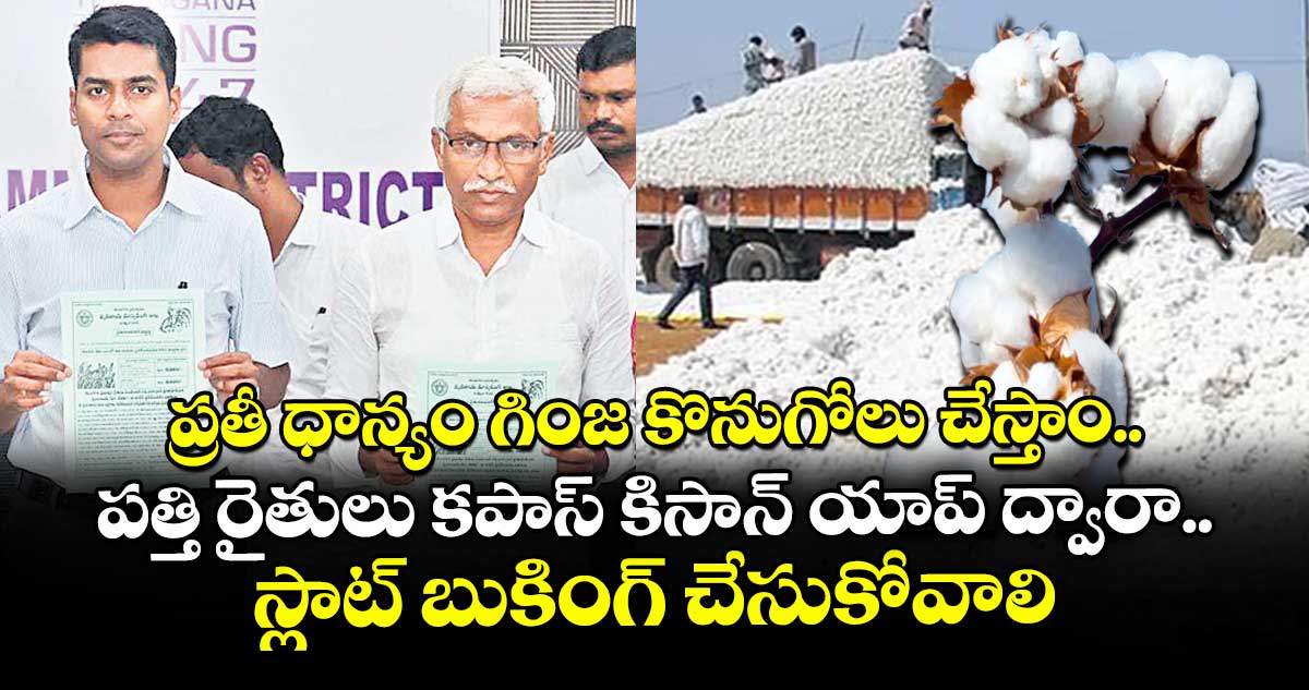 ప్రతీ ధాన్యం గింజ కొనుగోలు చేస్తాం.. పత్తి రైతులు కపాస్ కిసాన్ యాప్ ద్వారా స్లాట్ బుకింగ్ చేసుకోవాలి
