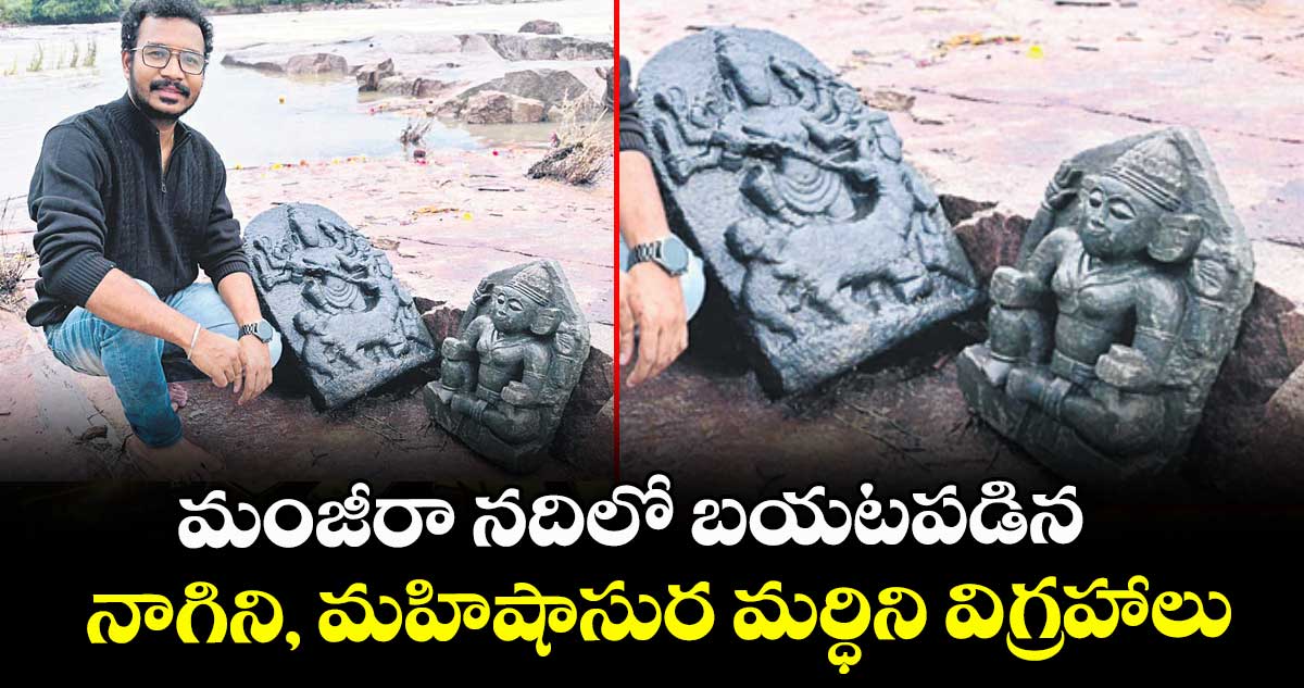 మంజీరా నదిలో బయటపడిన నాగిని, మహిషాసుర మర్ధిని విగ్రహాలు