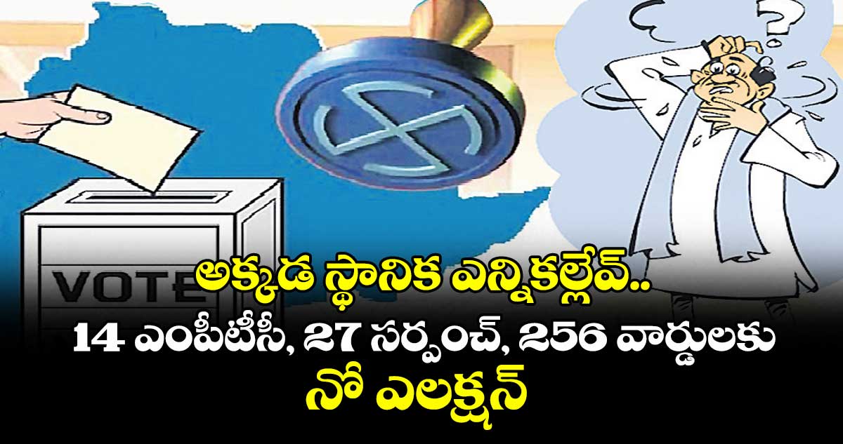 అక్కడ స్థానిక ఎన్నికల్లేవ్.. 14 ఎంపీటీసీ, 27 సర్పంచ్, 256 వార్డులకు నో ఎలక్షన్ 