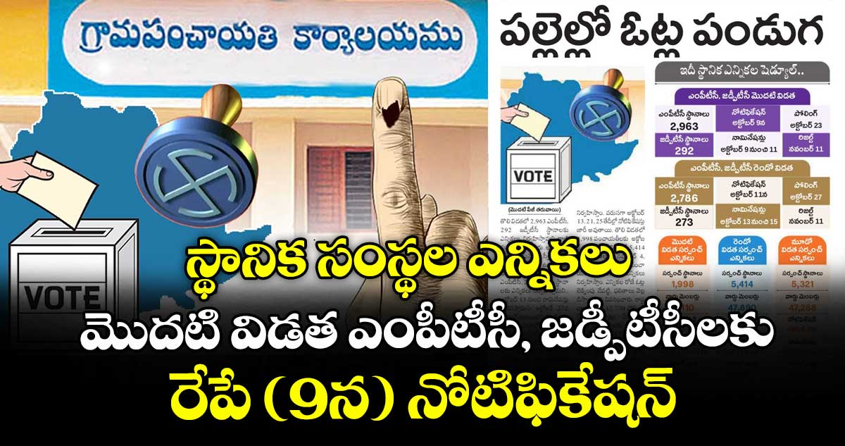 స్థానిక సంస్థల ఎన్నికలు: మొదటి విడత ఎంపీటీసీ, జడ్పీటీసీలకు రేపే (9న) నోటిఫికేషన్