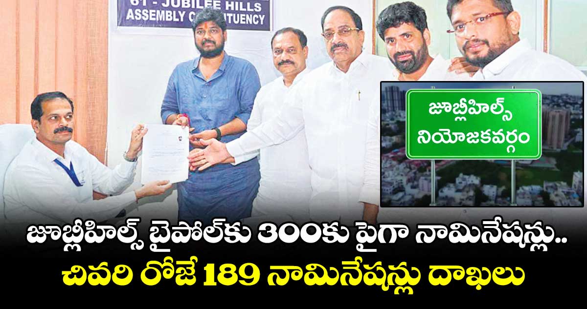 జూబ్లీహిల్స్ బైపోల్కు300కు పైగా నామినేషన్లు.. చివరి రోజే 189 నామినేషన్లు దాఖలు