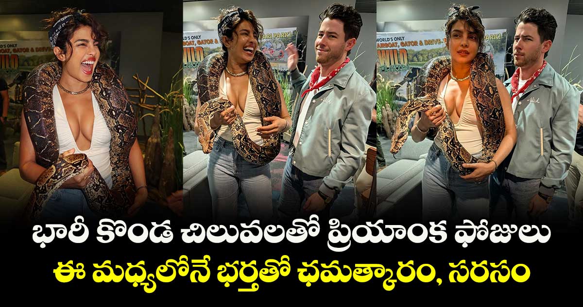 PriyankaChopra: భారీ కొండ చిలువ‌ల‌తో ప్రియాంక ఫోజులు.. ఈ మధ్యలోనే భర్త‌తో ఛ‌మ‌త్కారం, స‌ర‌సం.. వీడియో వైరల్ 