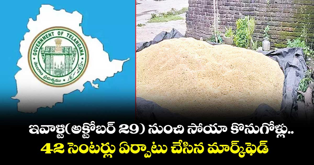 ఇవాళ్టి(అక్టోబర్ 29) నుంచి సోయా కొనుగోళ్లు.. 42 సెంటర్లు ఏర్పాటు చేసిన మార్క్ఫెడ్
