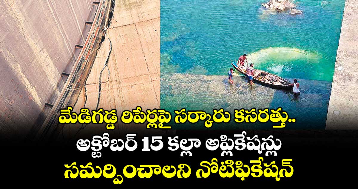 మేడిగడ్డ రిపేర్లపై సర్కారు కసరత్తు.. అక్టోబర్ 15 కల్లా అప్లికేషన్లు సమర్పించాలని నోటిఫికేషన్