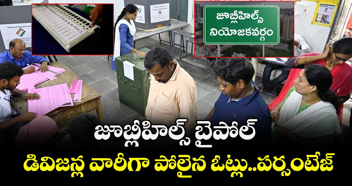 జూబ్లీహిల్స్ బైపోల్: డివిజన్ల వారీగా పోలైన ఓట్లు, పర్సంటేజ్ వివరాలు 