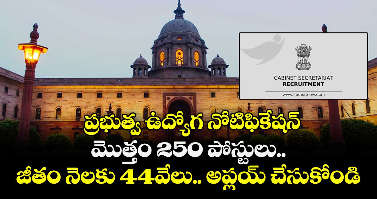  ప్రభుత్వ ఉద్యోగ నోటిఫికేషన్: మొత్తం 250 పోస్టులు.. జీతం నెలకు 44వేలు.. అప్లయ్ చేసుకోండి.. 
