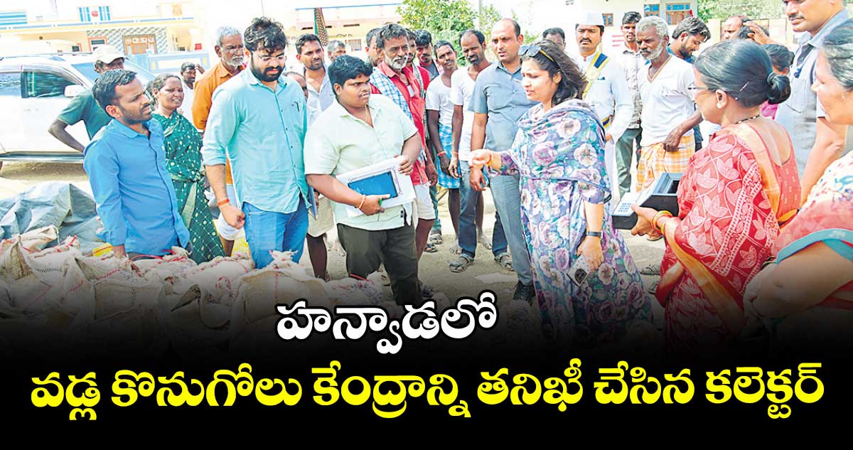 హన్వాడలో వడ్ల కొనుగోలు కేంద్రాన్ని తనిఖీ చేసిన కలెక్టర్