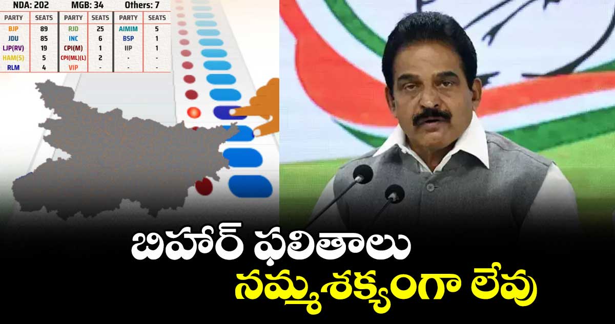 బిహార్ ఫలితాలు నమ్మశక్యంగా లేవు : కేసీ వేణుగోపాల్