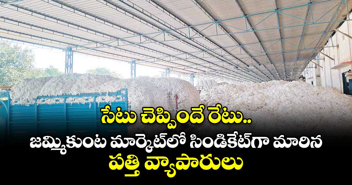సేటు చెప్పిందే రేటు..జమ్మికుంట మార్కెట్ లో సిండికేట్గా మారిన  పత్తి వ్యాపారులు