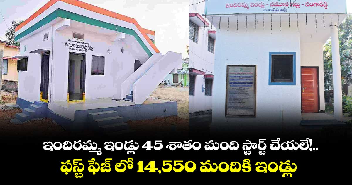 ఇందిరమ్మ ఇండ్లు 45 శాతం మంది  స్టార్ట్ చేయలే!.. ఫస్ట్ ఫేజ్ లో 14,550 మందికి ఇండ్లు