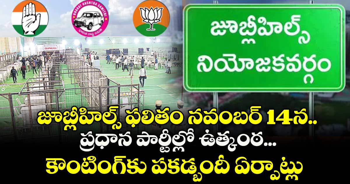 జూబ్లీహిల్స్ ఫలితం నవంబర్ 14న.. ప్రధాన పార్టీల్లో ఉత్కంఠ...కౌంటింగ్‌కు పకడ్బందీ ఏర్పాట్లు