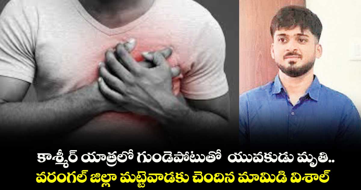 కాశ్మీర్ యాత్రలో గుండెపోటుతో  యువకుడు మృతి..  వరంగల్ జిల్లా మట్టెవాడకు చెందిన మామిడి విశాల్