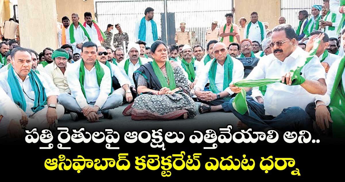 పత్తి రైతులపై ఆంక్షలు ఎత్తివేయాలి అని ఆసిఫాబాద్ కలెక్టరేట్ ఎదుట ధర్నా