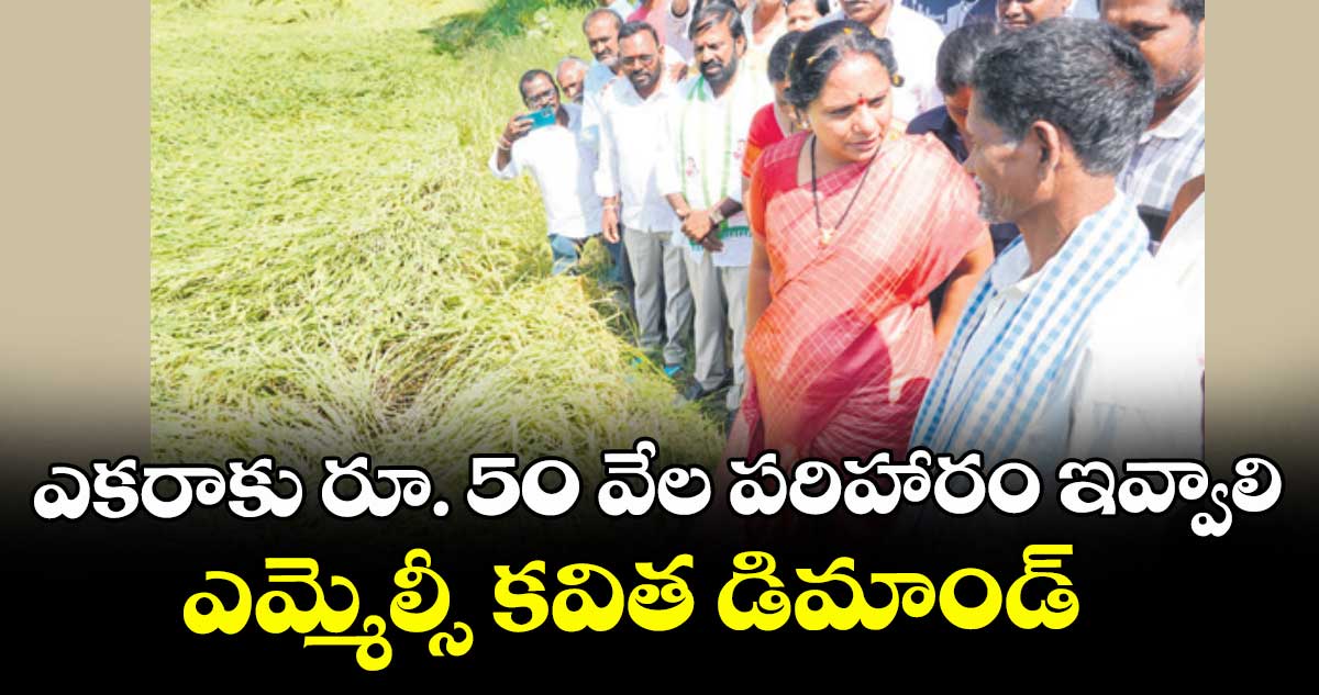 ఎకరాకు రూ. 50 వేల పరిహారం ఇవ్వాలి..ఎమ్మెల్సీ కవిత డిమాండ్