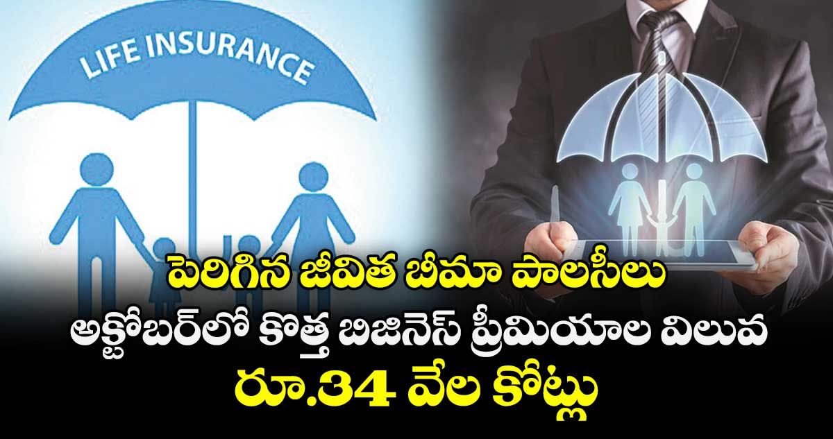 పెరిగిన జీవిత బీమా పాలసీలు.. అక్టోబర్ లో  కొత్త బిజినెస్ ప్రీమియాల విలువ రూ.34 వేల కోట్లు
