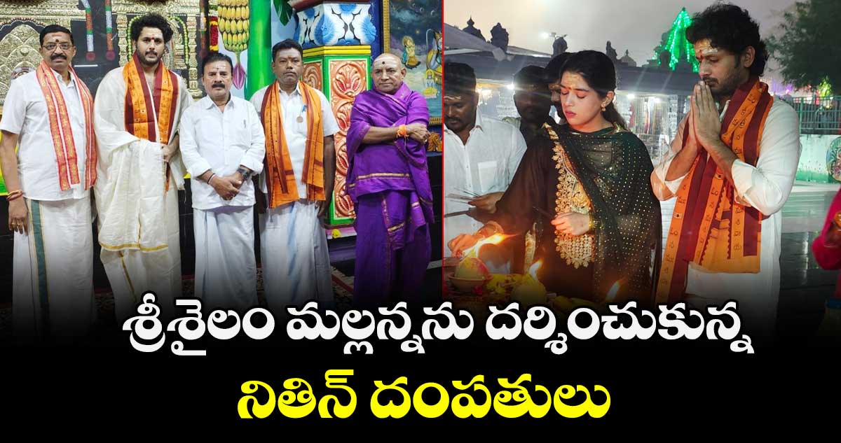 శ్రీశైలం భ్రమరాంబ మల్లికార్జున స్వామిని దర్శించుకున్న నితిన్ దంపతులు