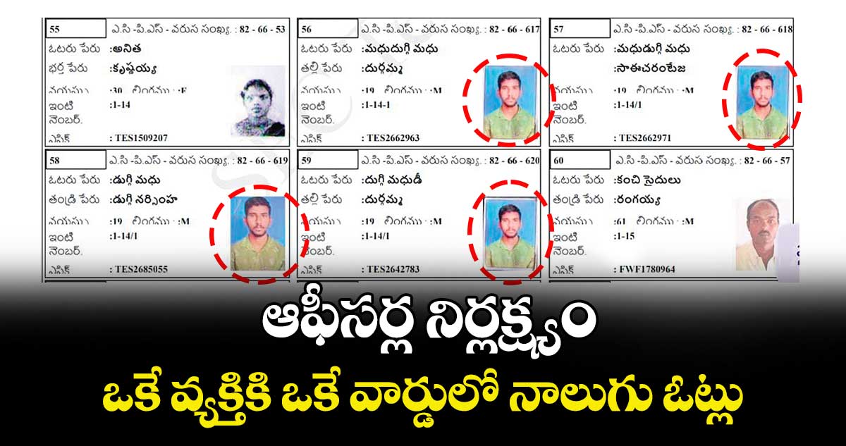 ఉప్పునుంతల మండలంలో ఒకే వ్యక్తికి ఒకే వార్డులో నాలుగు ఓట్లు