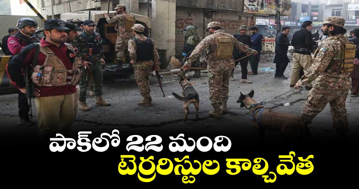 పాకిస్తాన్ లో  22 మంది టెర్రరిస్టుల కాల్చివేత