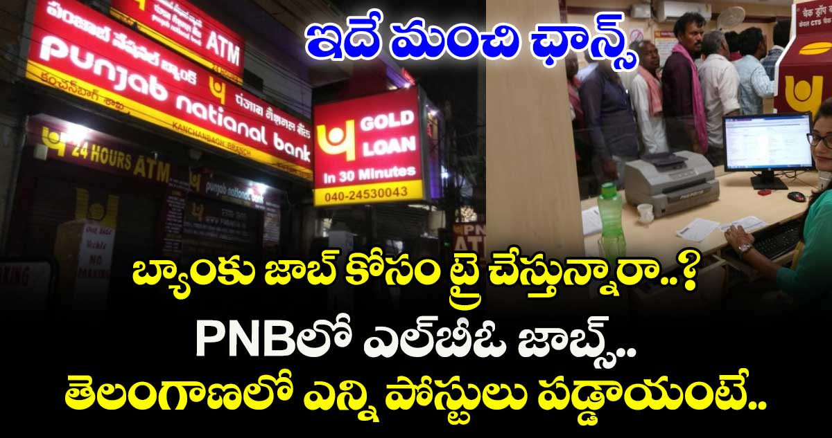 బ్యాంకు జాబ్ కోసం ట్రై చేస్తున్నారా..? PNBలో ఎల్⁬బీఓ జాబ్స్.. తెలంగాణలో ఎన్ని పోస్టులు పడ్డాయంటే..