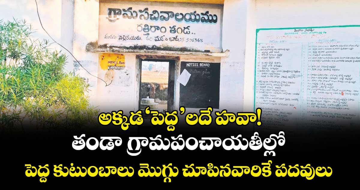 అక్కడ ‘పెద్ద’లదే హవా!.. తండా గ్రామపంచాయతీల్లో పెద్ద కుటుంబాలు మొగ్గు చూపినవారికే పదవులు