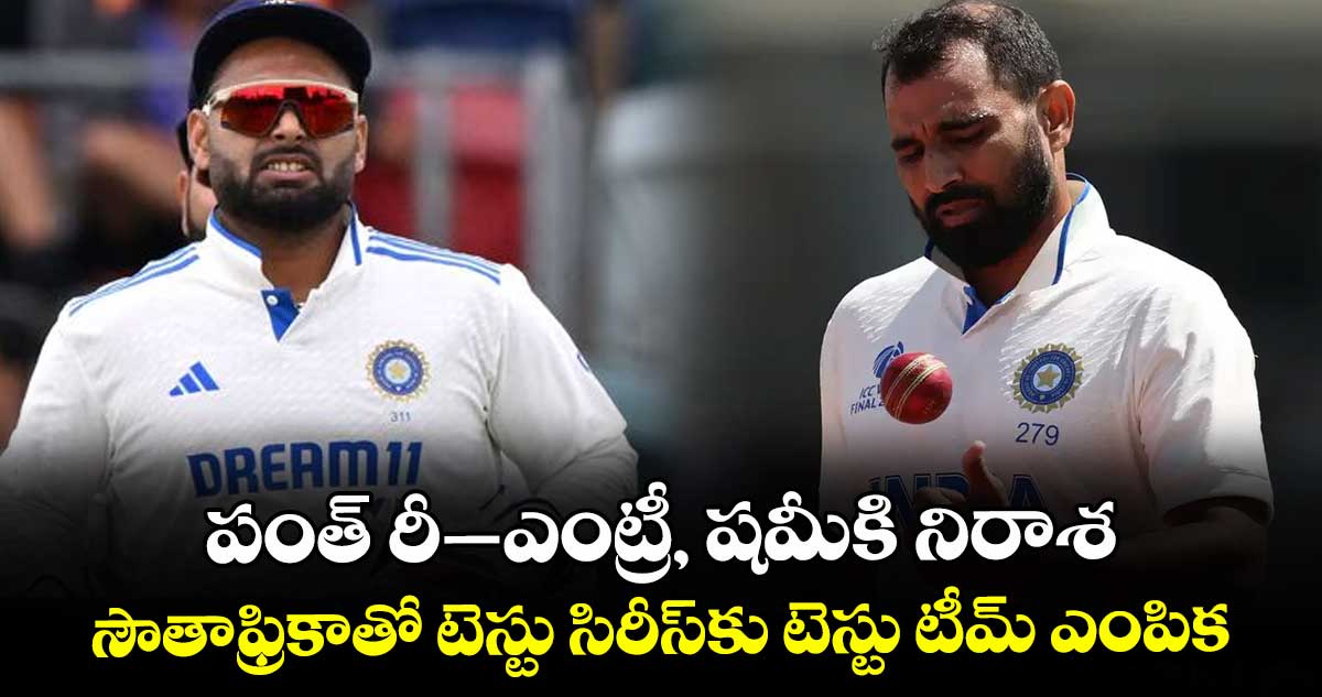 పంత్ రీ-ఎంట్రీ, షమీకి నిరాశ.. సౌతాఫ్రికాతో టెస్టు సిరీస్‌‌‌‌‌‌‌‌⁭కు టెస్టు టీమ్ ఎంపిక