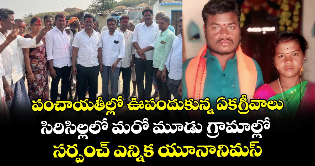 పంచాయతీల్లో ఊపందుకున్న ఏకగ్రీవాలు.. సిరిసిల్లలో మరో మూడు గ్రామాల్లో సర్పంచ్ ఎన్నిక యూనానిమస్