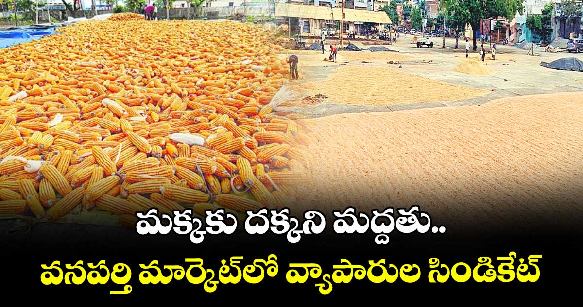 మక్కకు దక్కని మద్దతు.. వనపర్తి మార్కెట్లో  వ్యాపారుల సిండికేట్
