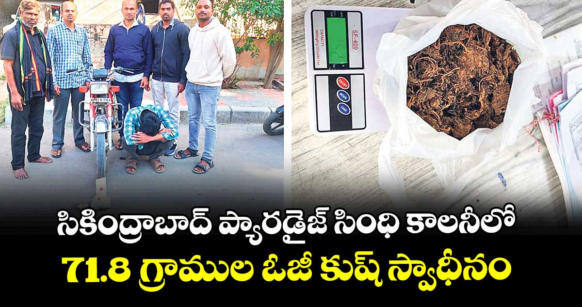 సికింద్రాబాద్ ప్యారడైజ్ సింధి కాలనీలో 71.8 గ్రాముల ఓజీ కుష్‌‌ స్వాధీనం